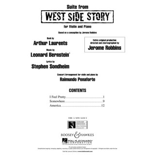 WEST SIDE STORY FOR VIOLIN & PIANO