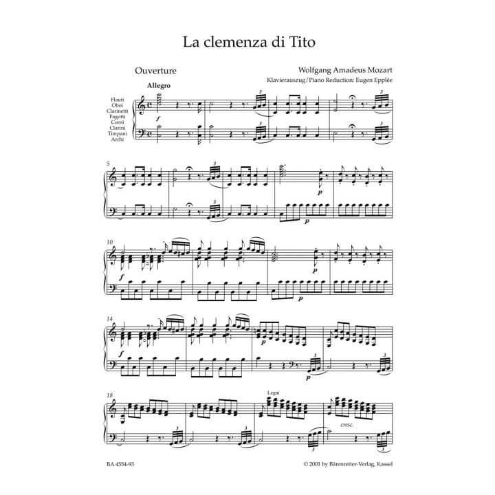 LA CLEMENZA DI TITO BA 4554-93 VOCAL SCORE
