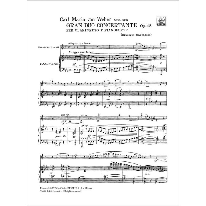 GRAN DUO CONCERTANTE OP.48/ CLARINET & PIANO