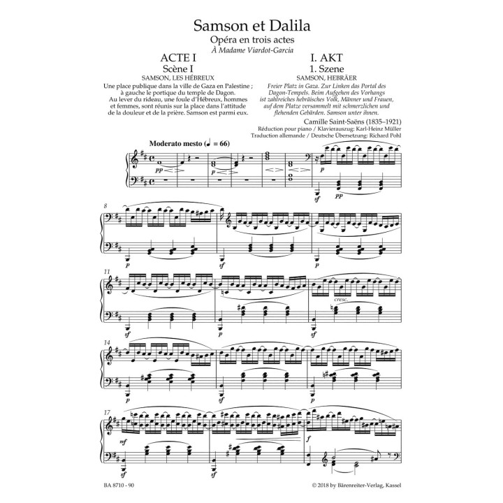 SAMSON ET DALIILA / VOCAL SCORE