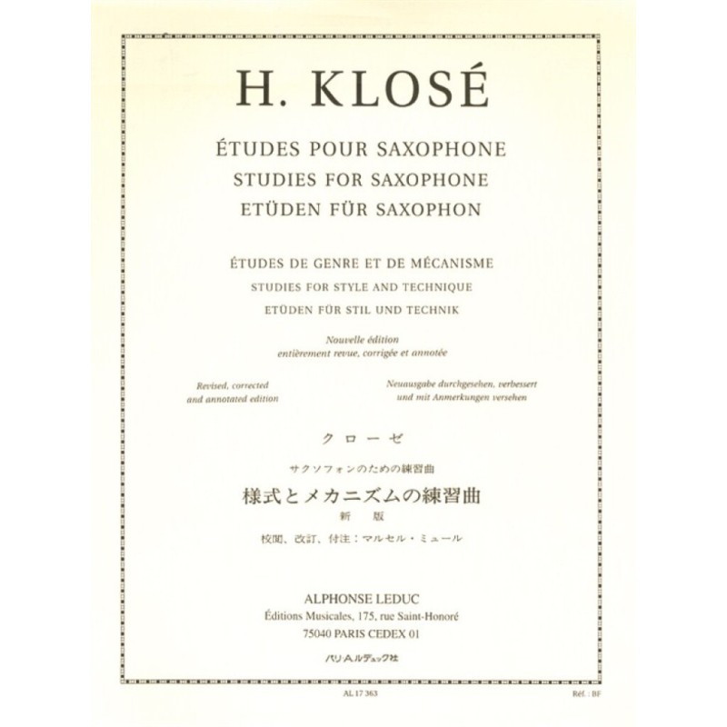 ETUDES POUR SAXOPHONE