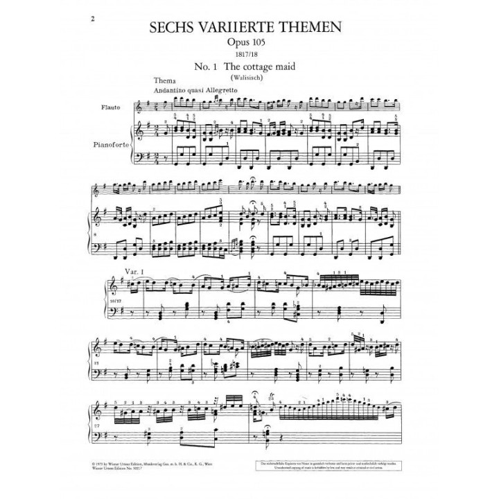 VARIATIONS ON FOLKSONGS OPP. 105, 107 FOR PIANO &