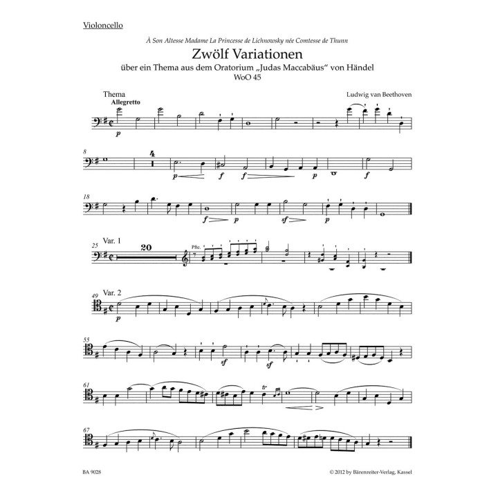 VARIATIONS FOR PIANO & VIOLONCELLO