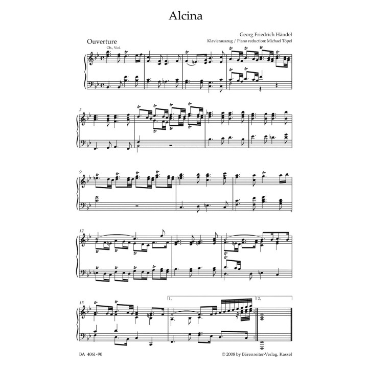 ALCINA  HWV 34 / VOCAL SCORE