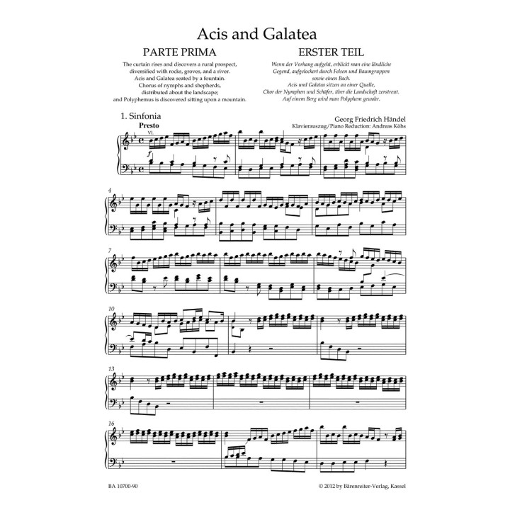 ACIS AND GALATEA / VOCAL SCORE