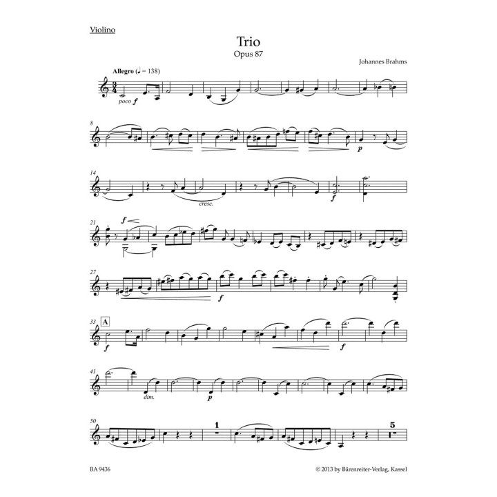 TRIO FOR VIOLIN, VIOLONCELLO & PIANO OP.87