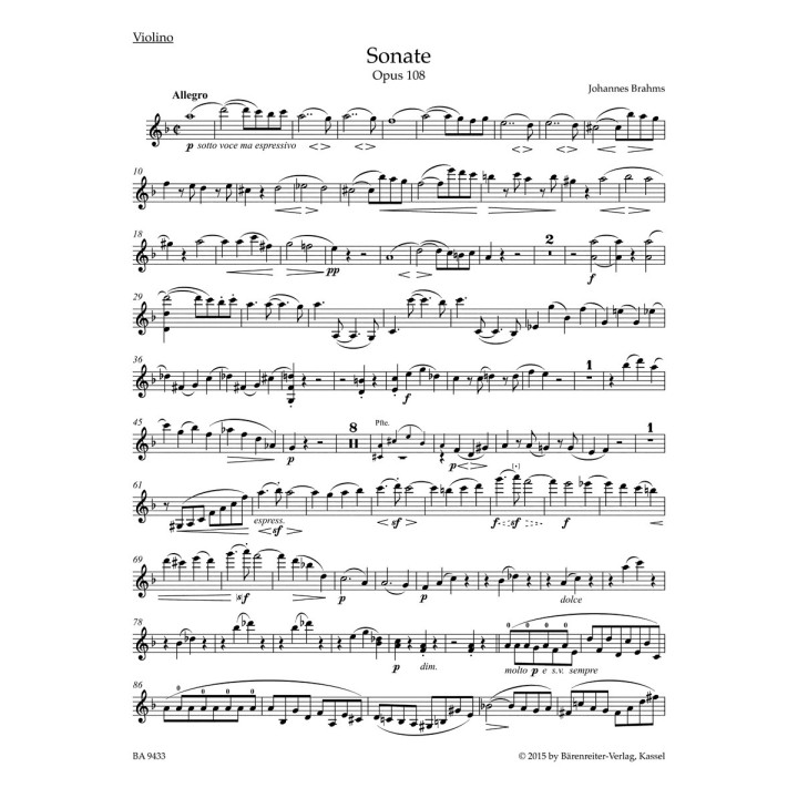 SONATA IN D MINOR FOR VIOLIN & PIANO OP. 108