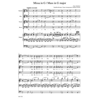 MASS IN G MAJOR D 167 FOR CHOIR AND ORGAN