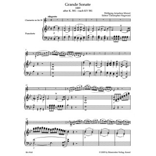GRANDE SONATE FOR B-FLAT CLARINET AND PIANO