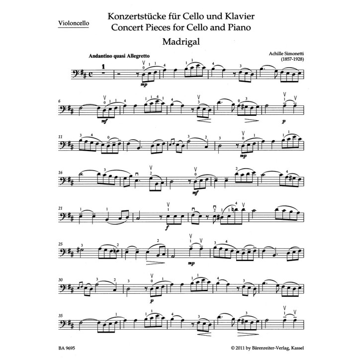 CONCERT PIECES FOR CELLO AND PIANO