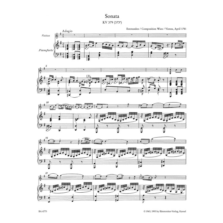 SONATAS FOR PIANO & VIOLIN KV 379,376,377,380,404,