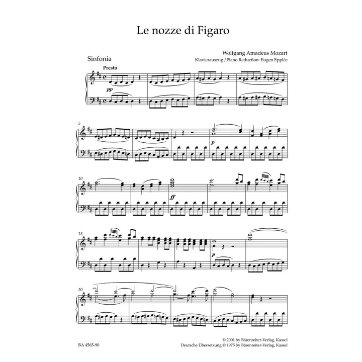 LE NOZZE DI FIGARO KV 492 VOCAL SCORE