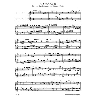 SIX CANONIC SONATAS FOR TWO FLUTES OE TWO VIOLINS